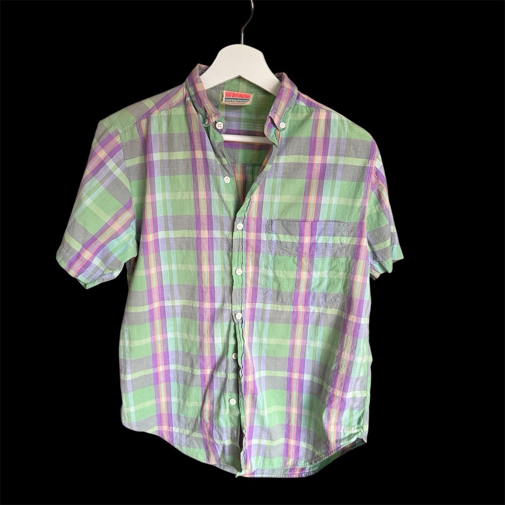 Women's Shah Safari Short Sleeve Button Up Striped Bundle 3 Lot Sz Small Vintage - Picture 3 of 11